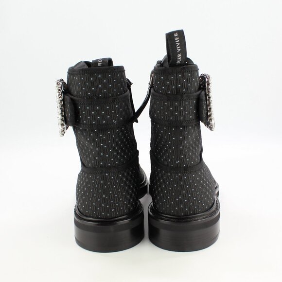 NEW Roger Vivier Viv Rangers Strass Booties – Crystal Buckle Combat Boots - Picture 12 of 16